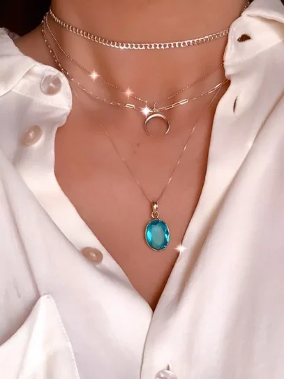 Blue Topaz 'Monroe' necklace