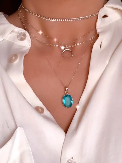Collar 'Monroe' de Topacio azul