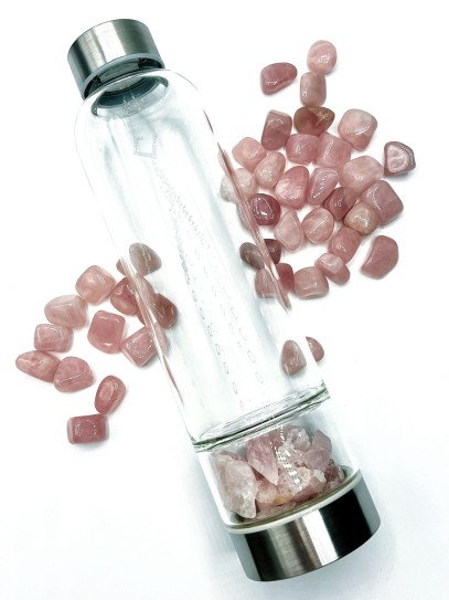 Botella de agua - Cuarzo rosa