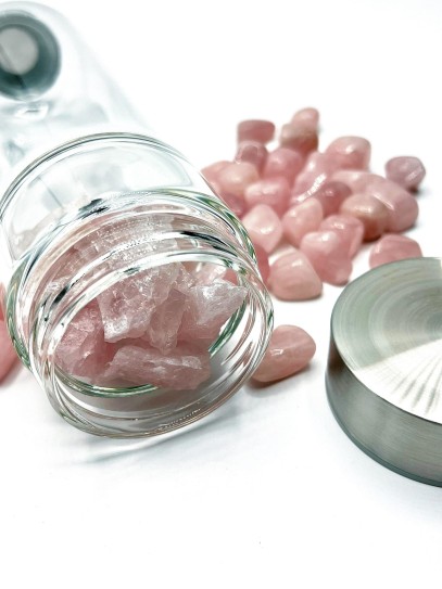 Botella de agua - Cuarzo rosa