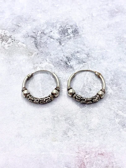 Bali 'Goa Gajah' Earrings (15mm x Sterling Silver)