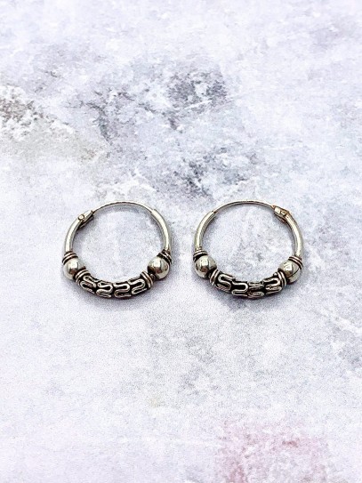 Aros Bali 'Goa Gajah' (15 mm x Plata de ley)