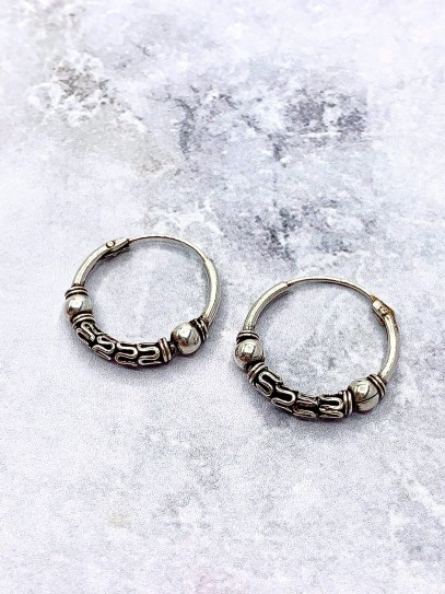 Bali 'Goa Gajah' Earrings (15mm x Sterling Silver)