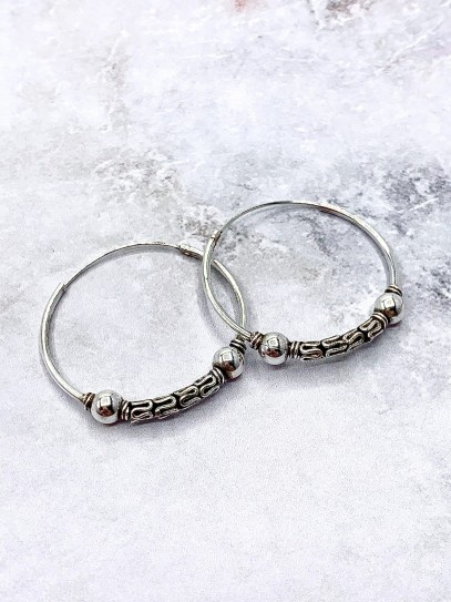 Bali 'Goa Gajah' Earrings (26mm x Sterling Silver)