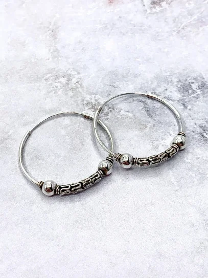 Bali 'Goa Gajah' Earrings (26mm x Sterling Silver)