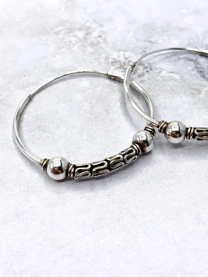 Bali 'Goa Gajah' Earrings (26mm x Sterling Silver)