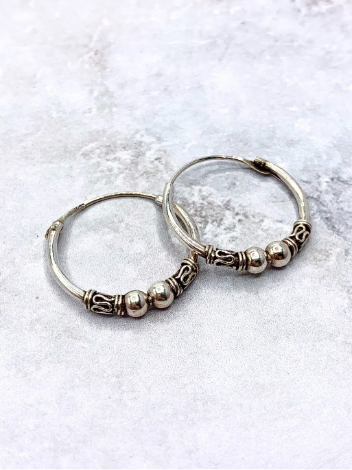 Aros Bali 'Goa Lawah' (12 mm x Plata de ley)