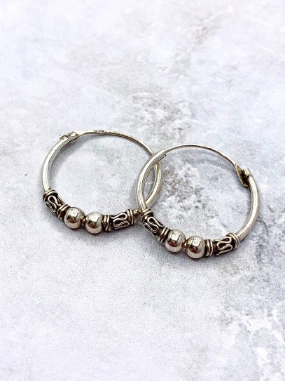 Aros Bali 'Goa Lawah' (12 mm x Plata de ley)
