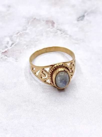 Anell 'Ethnic' d'or 24k i Pedra lluna