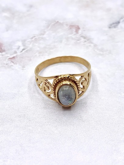 Anell 'Ethnic' d'or 24k i Pedra lluna
