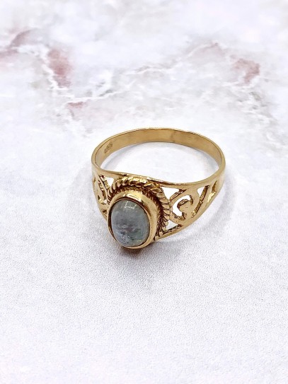 Anell 'Ethnic' d'or 24k i Pedra lluna