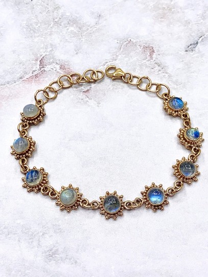 Polsera 'Sun' d'or 24k i Pedra lluna | Intuïció