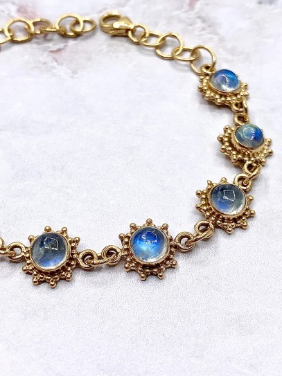 Polsera 'Sun' d'or 24k i Pedra lluna | Intuïció