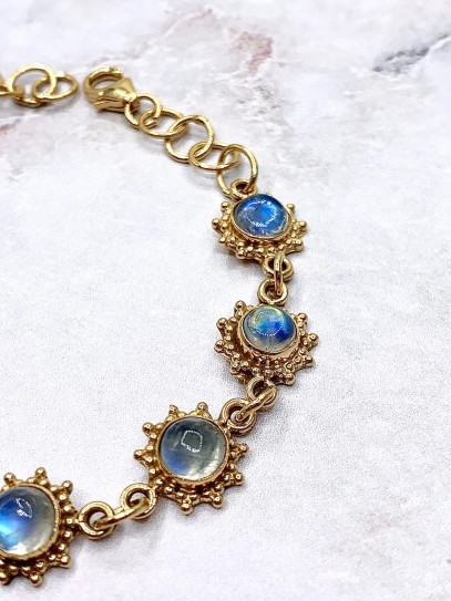 Polsera 'Sun' d'or 24k i Pedra lluna | Intuïció