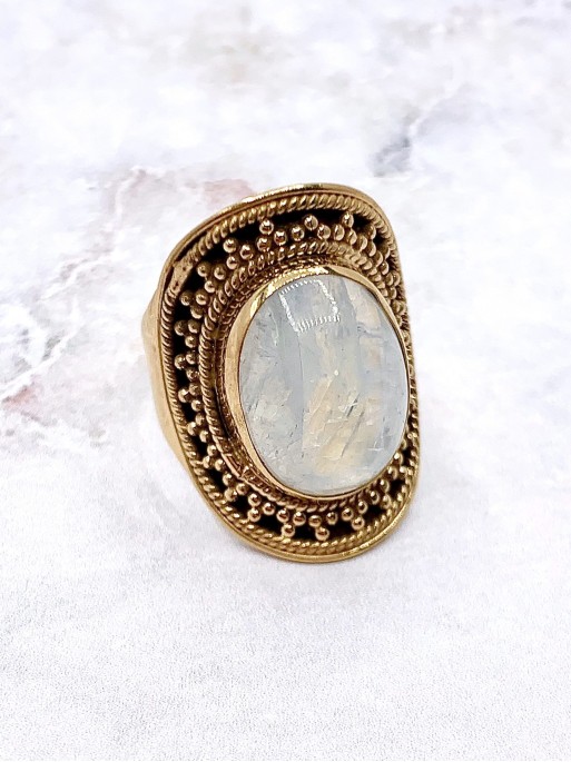 Anillo 'Carolina' oro 24k y Piedra luna