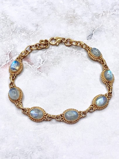 Pulsera 'Carolina' oro 24k y Piedra luna | Intuición