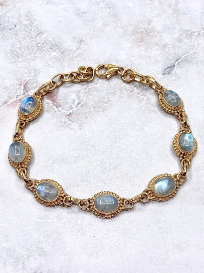 Pulsera 'Carolina' oro 24k y Piedra luna | Intuición