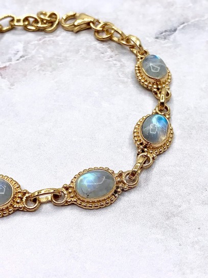 Polsera 'Carolina' d'or 24k i Pedra lluna | Intuïció