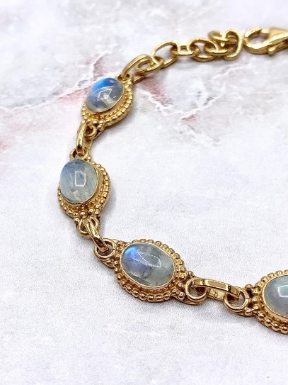 Polsera 'Carolina' d'or 24k i Pedra lluna | Intuïció