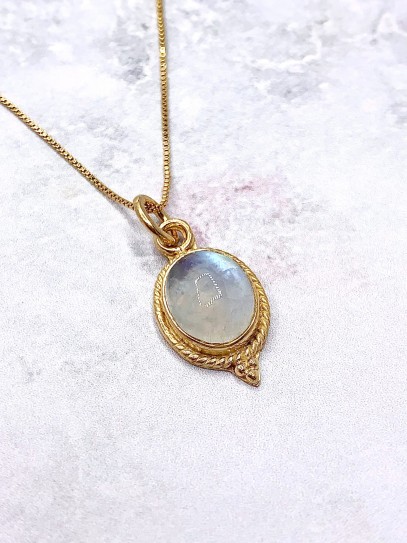 Collaret 'Trisha' d'or 24k i Pedra lluna