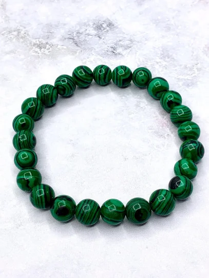 Malachite 'Asha' bracelet 8mm | Protection and meditation