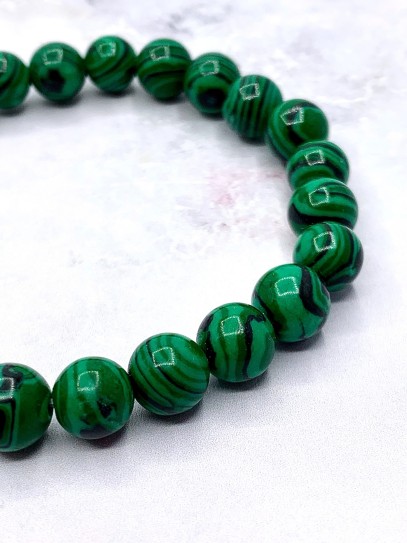 Malachite 'Asha' bracelet 8mm | Protection and meditation