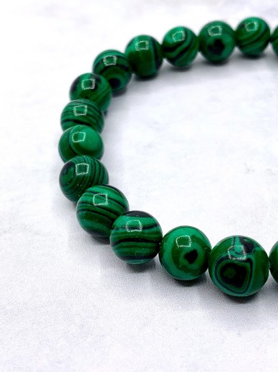 Malachite 'Asha' bracelet 8mm | Protection and meditation