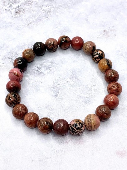 Rhodonite 'Asha' bracelet 8mm | Friendship and love