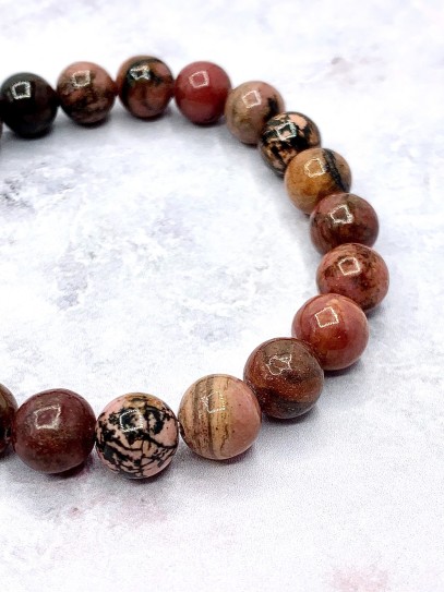 Rhodonite 'Asha' bracelet 8mm | Friendship and love