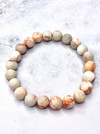 White streaked Onyx 'Asha' bracelet 8mm | Protection and purification