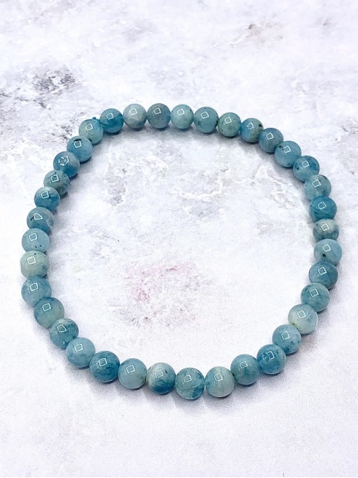 Pulsera 'Asha' de Aguamarina 6mm | Armoniza, energía positiva