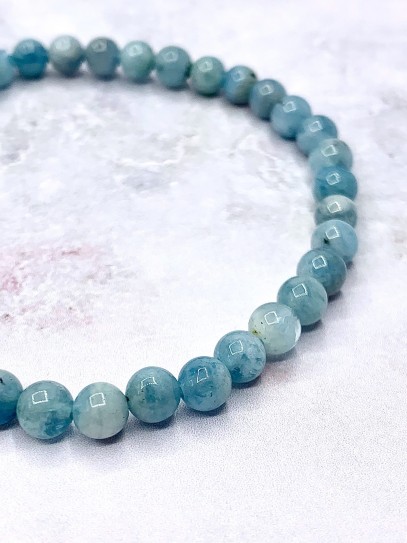 Pulsera 'Asha' de Aguamarina 6mm | Armoniza, energía positiva