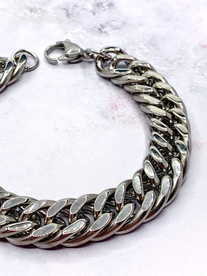 Polsera barbada gruixuda (1,3 cm x Acer Inoxidable 316L)