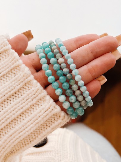 Pulsera 'Asha' de Aguamarina 6mm | Armoniza, energía positiva