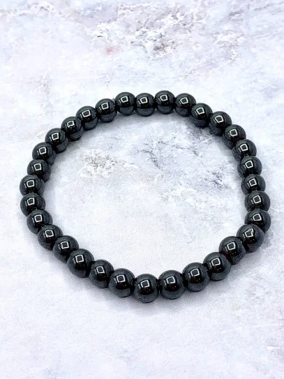 Fine Magnetized Hematite 'Asha' bracelet 6mm | Protection and meditation