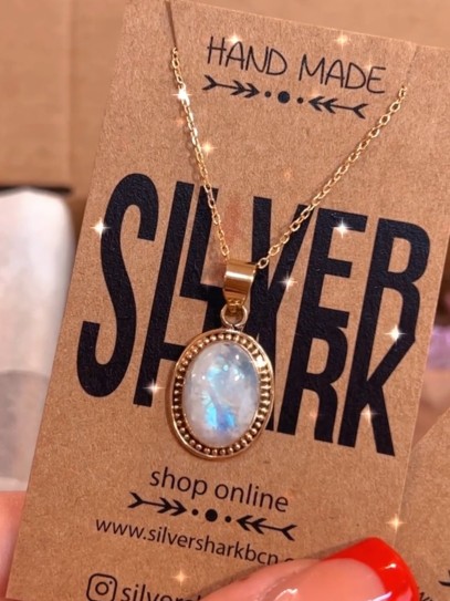 Collar 'Carolina' oro 24k y Piedra luna