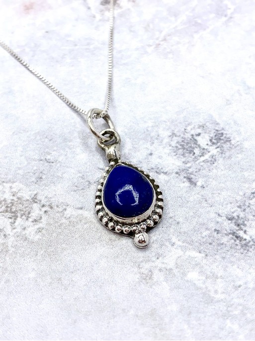 Lapis lazuli 'Bali tear' necklace