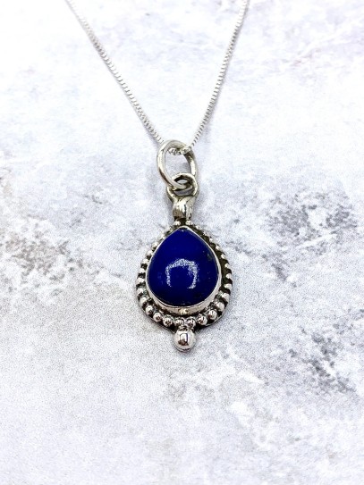 Lapis lazuli 'Bali tear' necklace