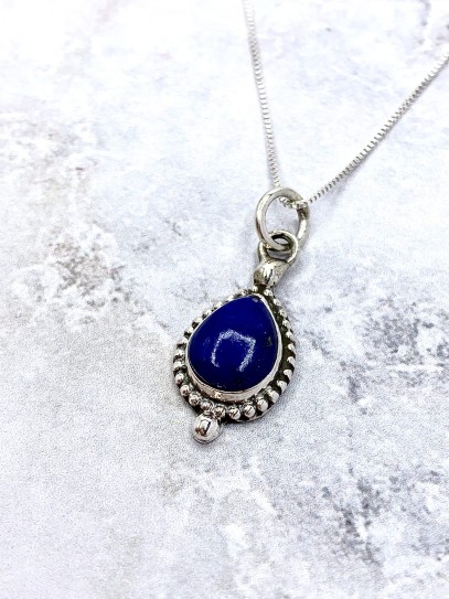 Lapis lazuli 'Bali tear' necklace