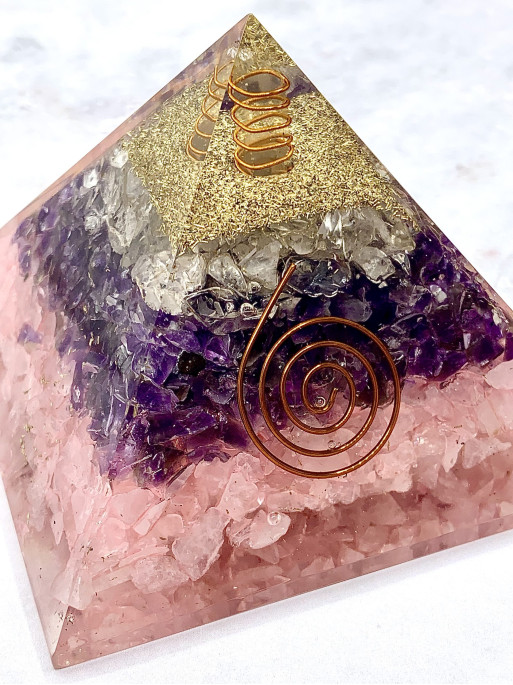 Orgonite Pyramid - Rose Quartz and Amethyst