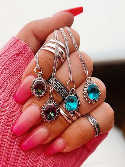 Collaret 'Trisha' de Topazi blau