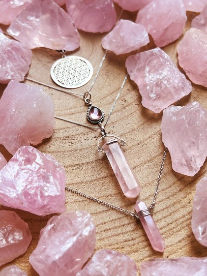 Collar punta de Cuarzo rosa | Amor