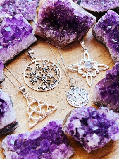 Silver 'Saint Benedict Medal' necklace