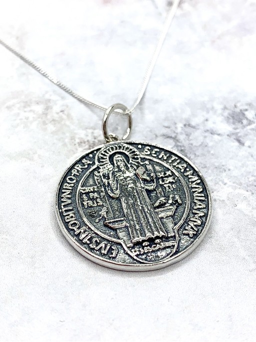 Large 'Saint Benedict Medal' necklace
