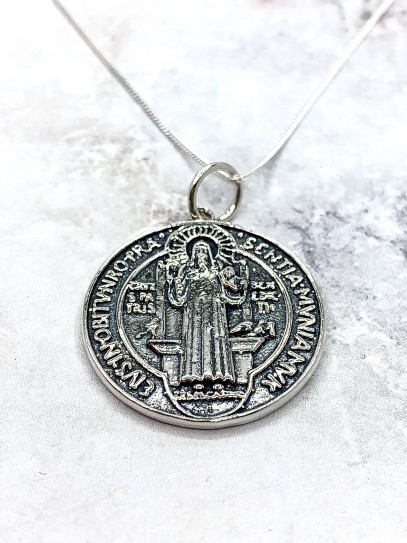 Large 'Saint Benedict Medal' necklace