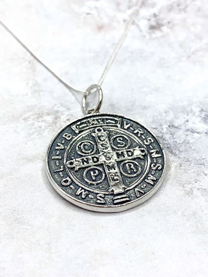 Large 'Saint Benedict Medal' necklace