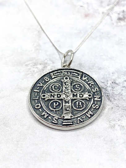 Large 'Saint Benedict Medal' necklace