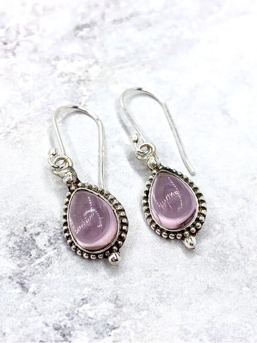 Pendientes 'Bali tear' de Cuarzo rosa