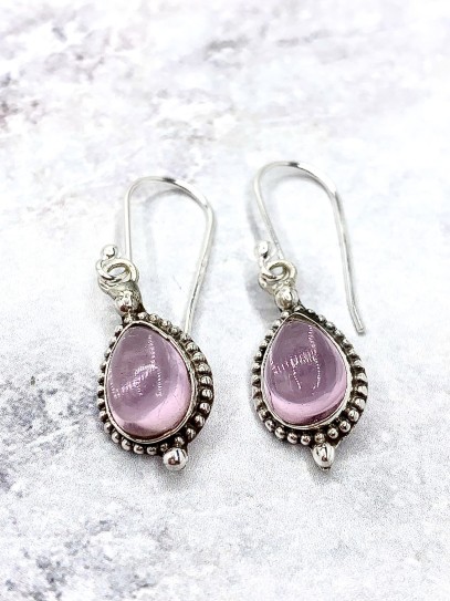 Pendientes 'Bali tear' de Cuarzo rosa