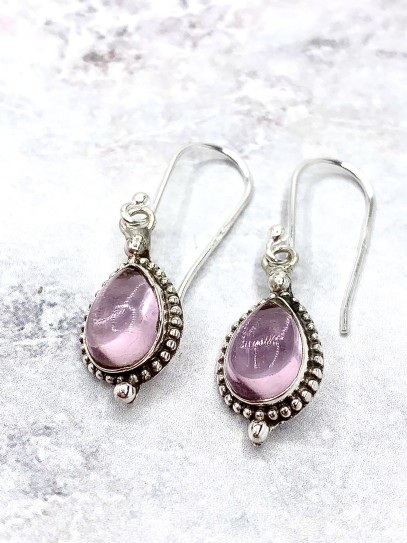 Pendientes 'Bali tear' de Cuarzo rosa